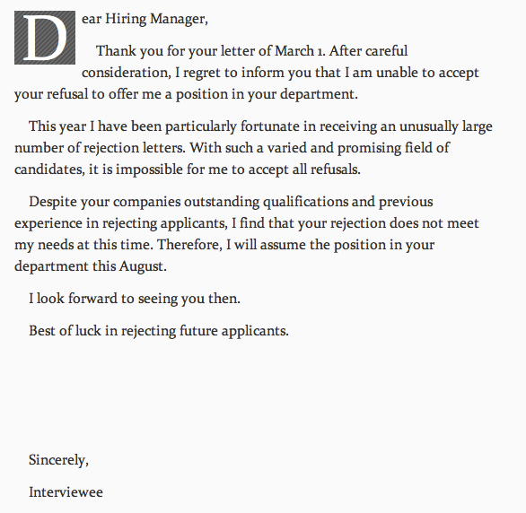 thank you after rejection