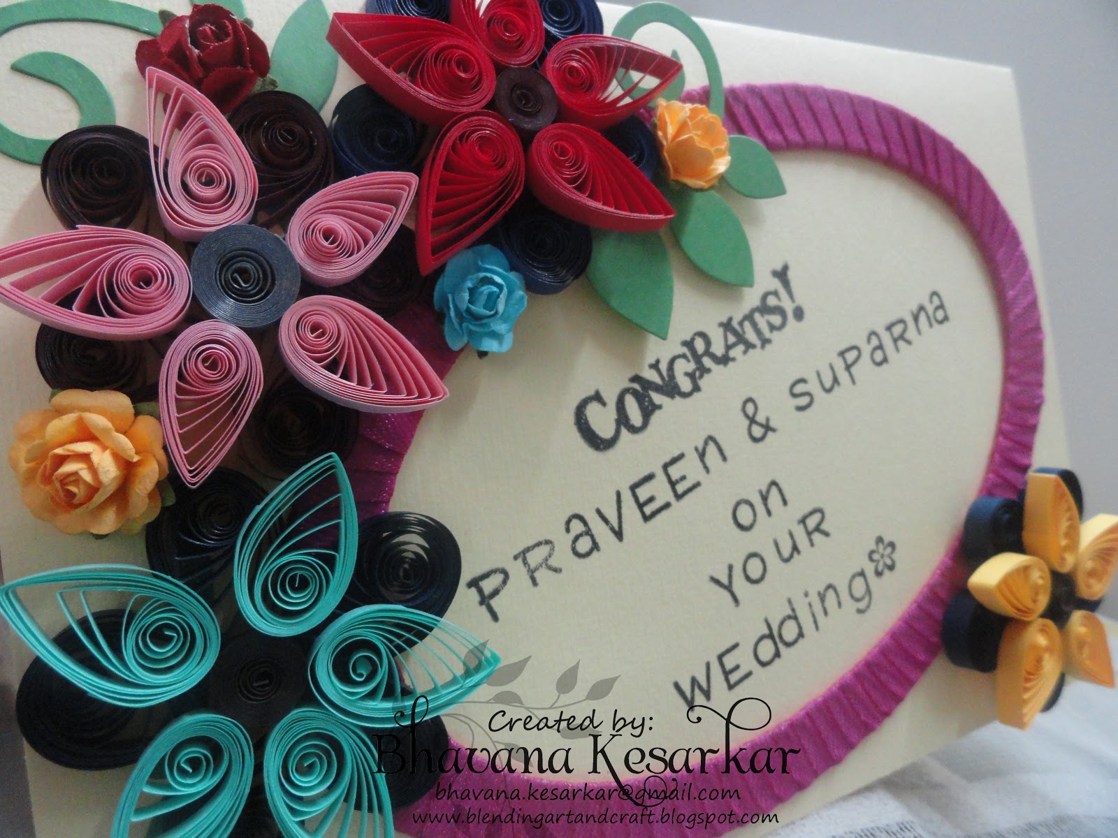 Quilled wedding card