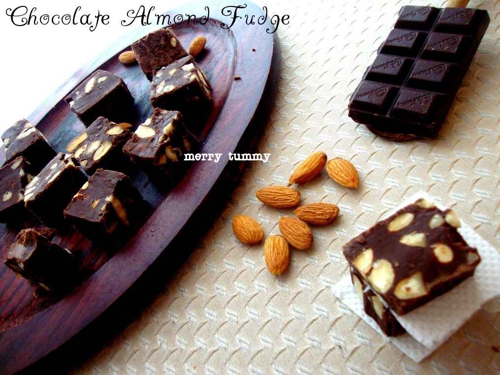 Merry Tummy Chocolate Almond Fudge Celebrating One Year Of Blogging