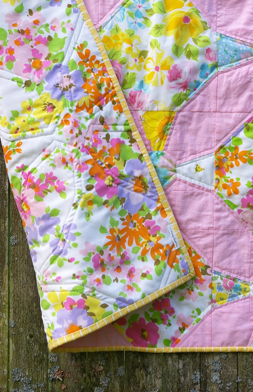 Vintage Sheet Quilt Completed! During Quiet Time