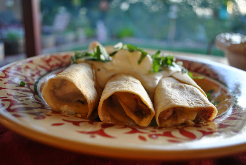 sour cream green chili crispy baked chicken flauta.. just in time for