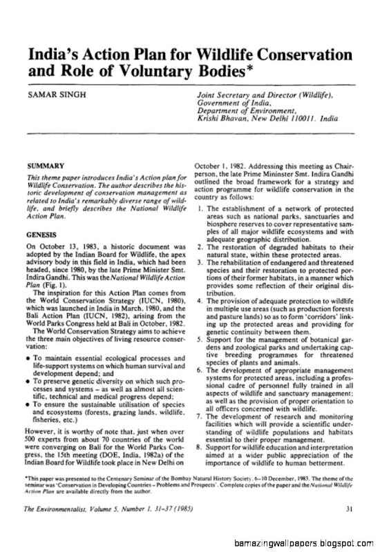 India39s Action plan for Wildlife Conservation and role of India39s Action plan for Wildlife Conservation and role of