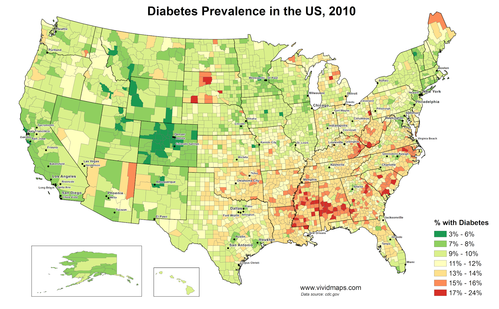 Diabetes Prevalence In The United States Vivid Maps Diabetes Prevalence In The United States Vivid Maps