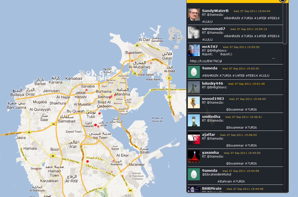 Bahrain Protest Map