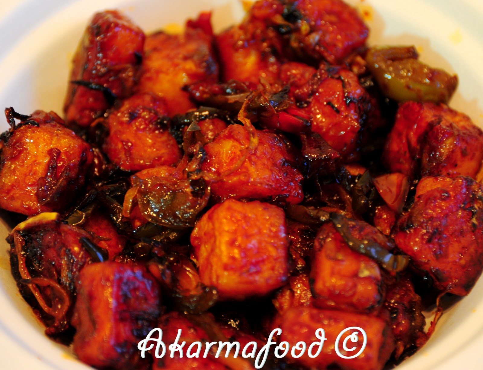 Akarma (Karma free) Food Chilli Paneer / Spicy Cottage cheese