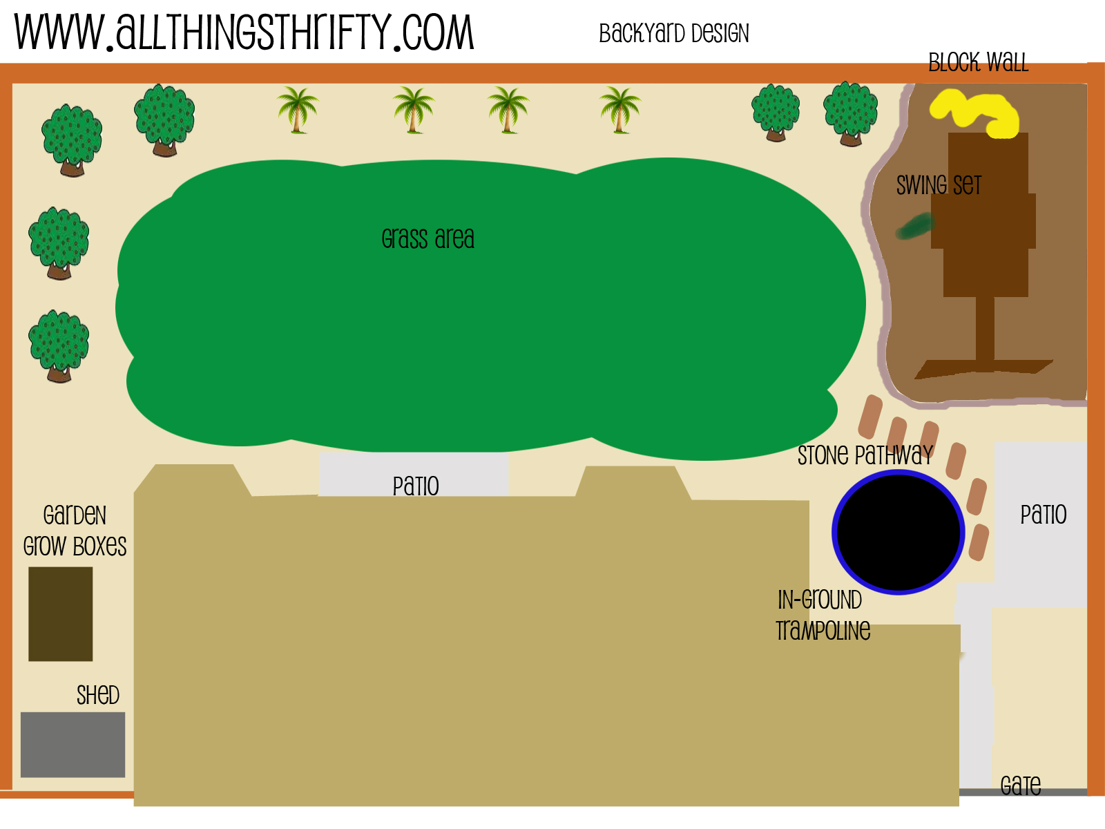 Backyard design finishing the details.