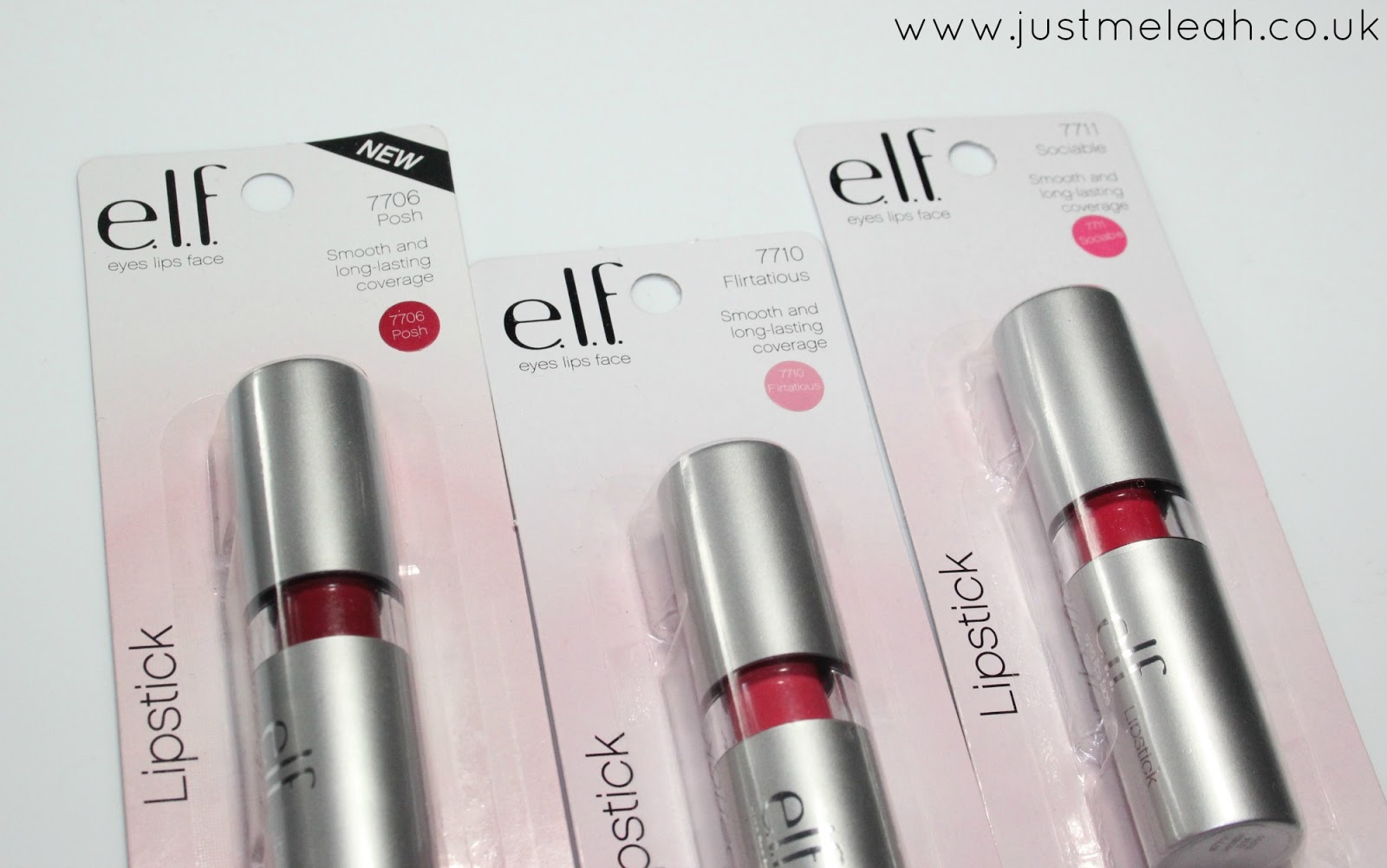 ELF Essential Lipsticks in Posh, Flirtatious & Sociable Love Leah