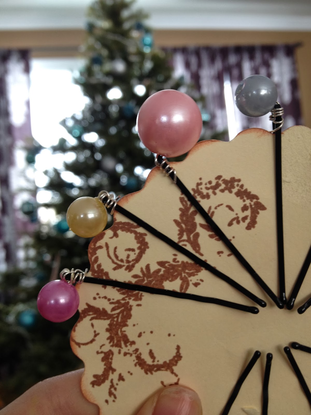 DIY Pearl Bobby Pins Gray Florals