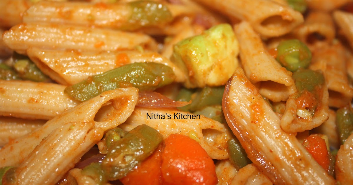 Nitha Kitchen Whole Grain Penne Veggie Pasta Indian Way