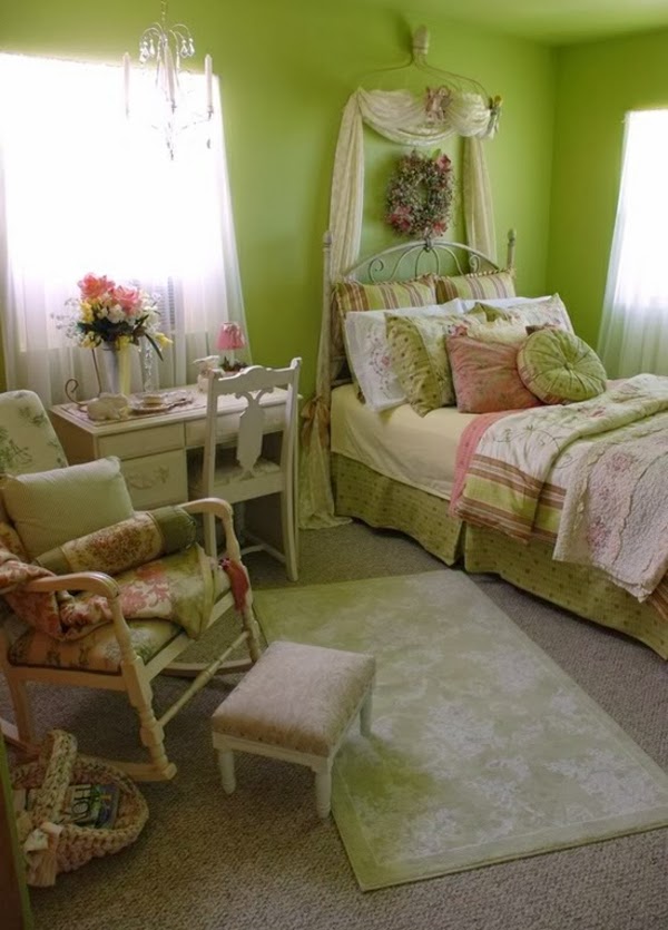 Dormitorios en verde rosa y blanco - Ideas para decorar dormitorios