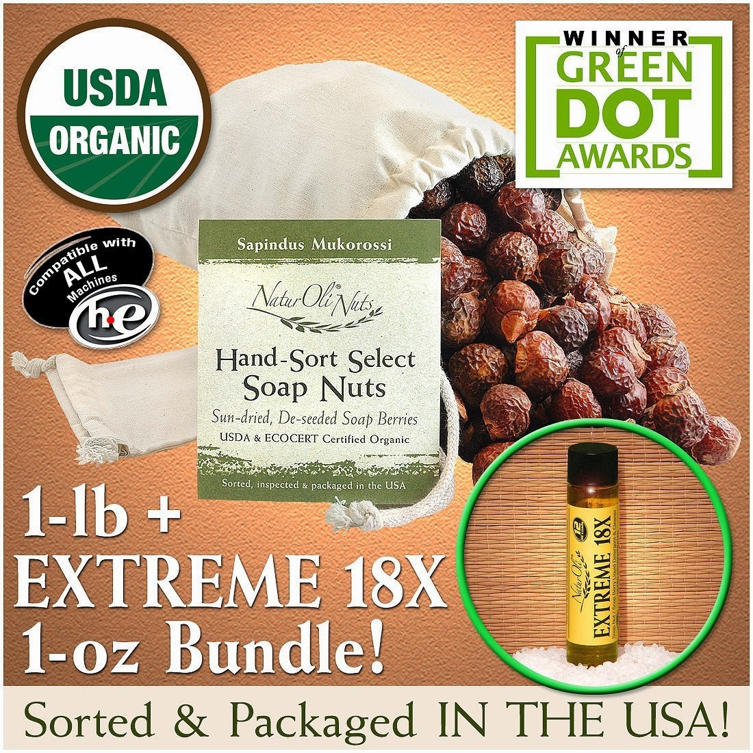 NaturOli Soap Nuts / Soap Berries Organic Laundry Soap / Natural Cleaner. Processed in USA! 1