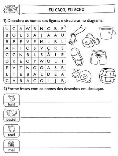 Caça Palavras Fácil para crianças do Ensino Fundamental – desenhos