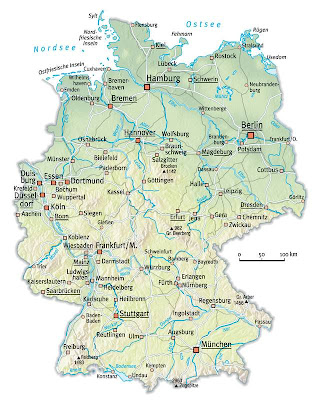 Germany map with cities and towns