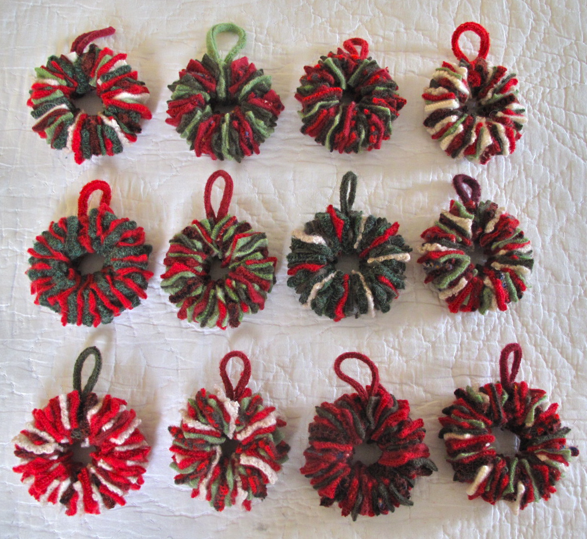 Resweater: Christmas gifts I made - wreath ornaments
