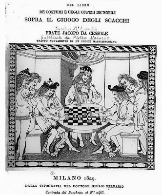 Portada de la edición italiana del libro De les costums dels homes i oficis dels noble