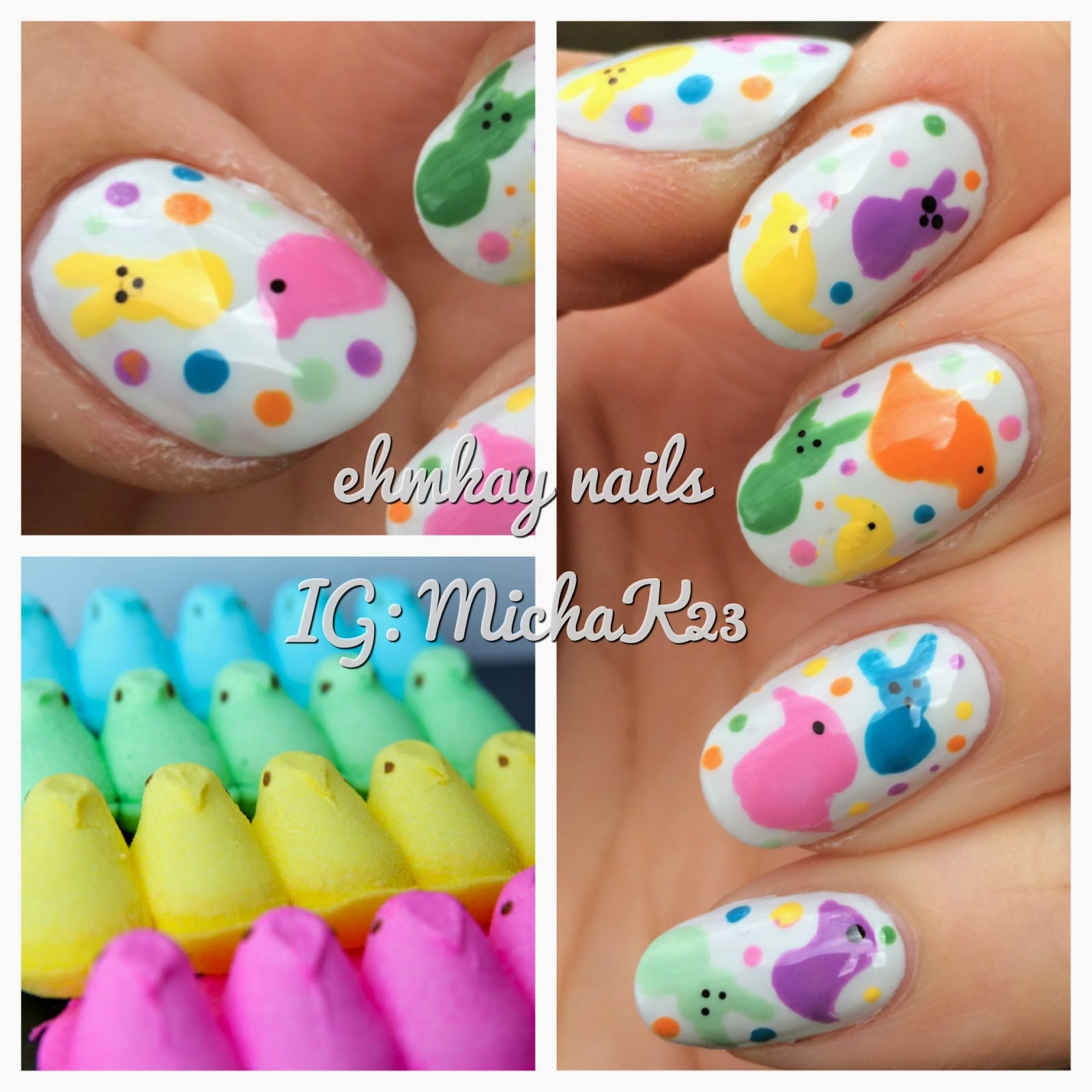 ehmkay nails Peeps Marshmallow Nail Art