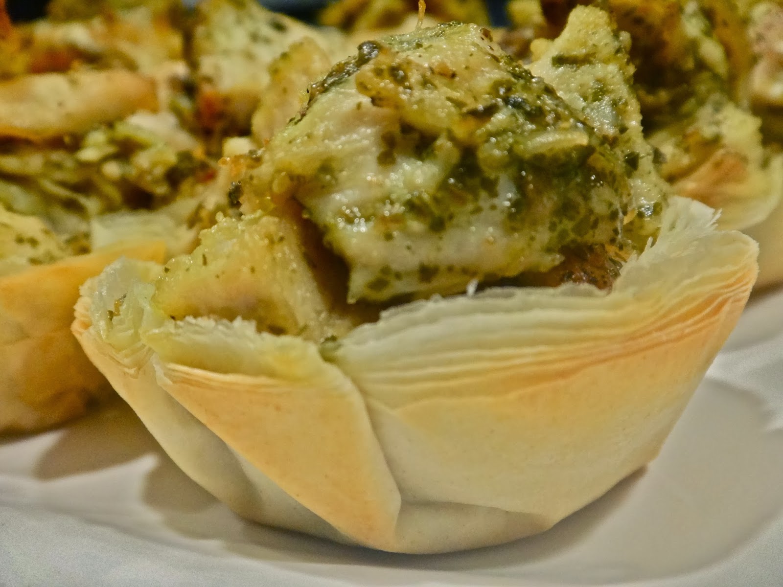 Chicken Pesto Phyllo Cups