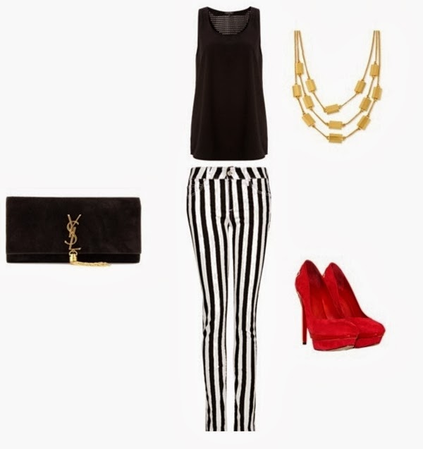 Calça listrada look com calça listrada