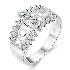 Día hueco del corazón de bronce anillos de dedo de óxido de circonio cúbico romántica de San Valent