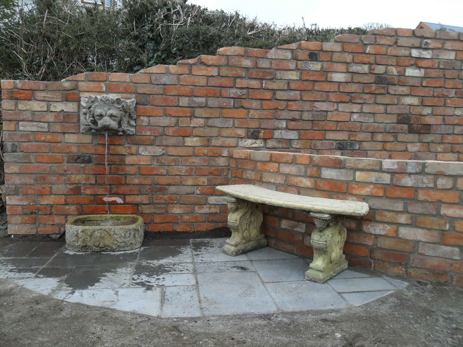 raised garden folly and water feature using reclaimed bricks termonfeckincolouth
