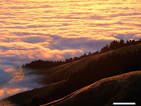 Coastal Fog and Mount Tamalpais at Sunset, Marin County, Cal wallpapers