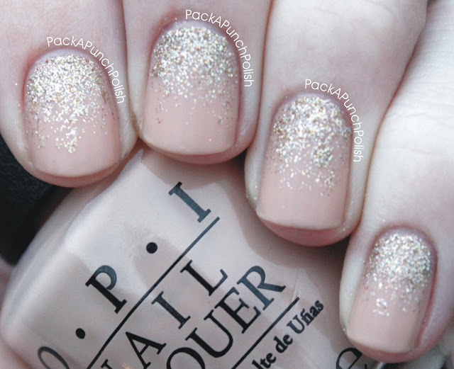 PackAPunchPolish: Nude Nails with a Glitter Gradient