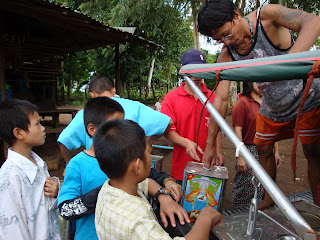 children receiving their supply deliveries