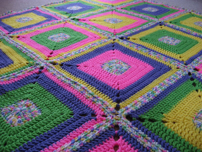 Crocheted Bright Squares Baby Blanket