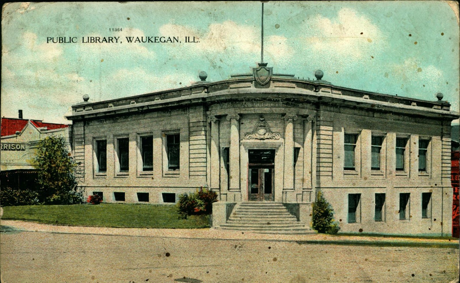 Library Postcards 1909 Public Library, Waukegan, Illinois