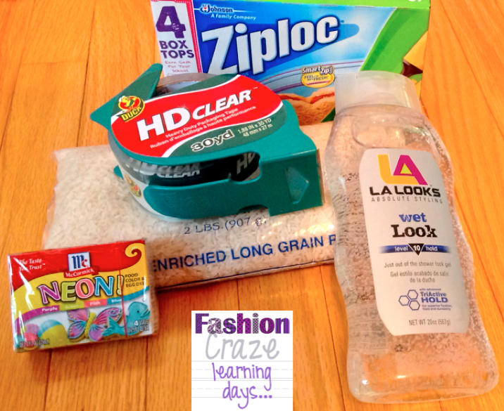 Making Gel and Rice Sensory Bags