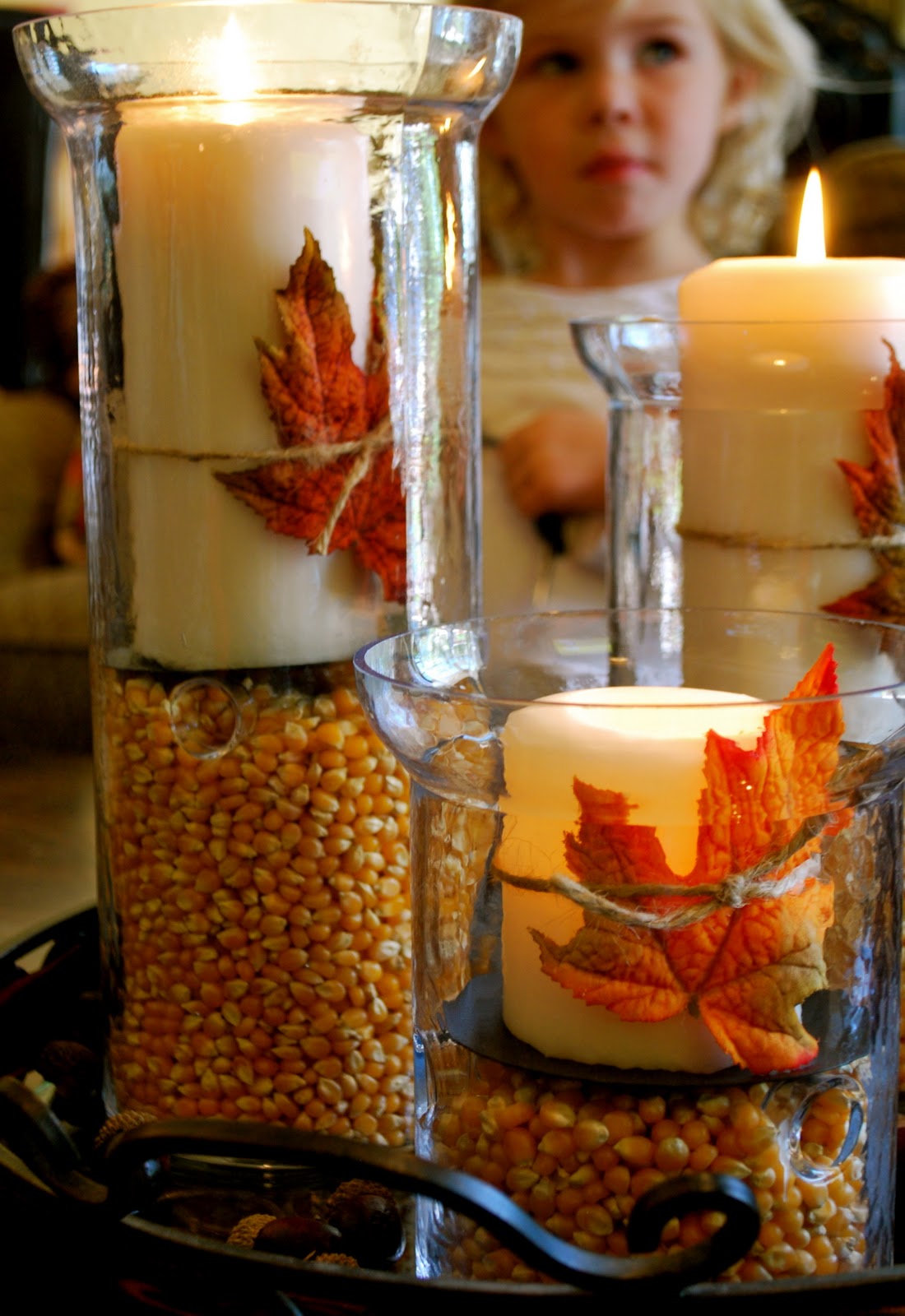 Hurricane Vase Candle Centerpiece : Thanksgiving fall decorations hurricane vases amanda