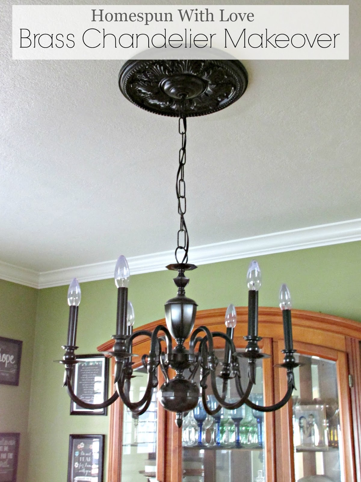 Homespun With Love diy/ Brass Chandelier Makeover