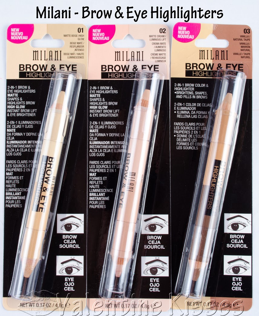 Valentine Kisses Milani Brow & Eye Highlighters 3 shade duos pics