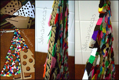 Árbol de navidad de cartón y sobras de fieltro Arbol de navidad de cartón-