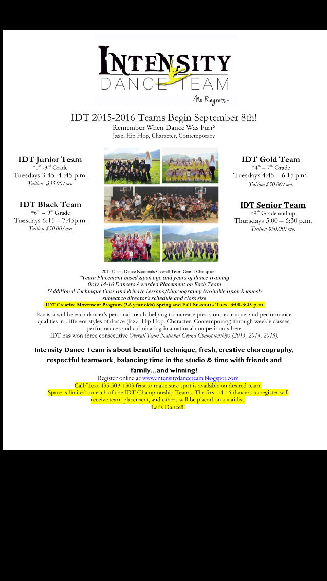 IDT 2015-2016 Teams/Programs