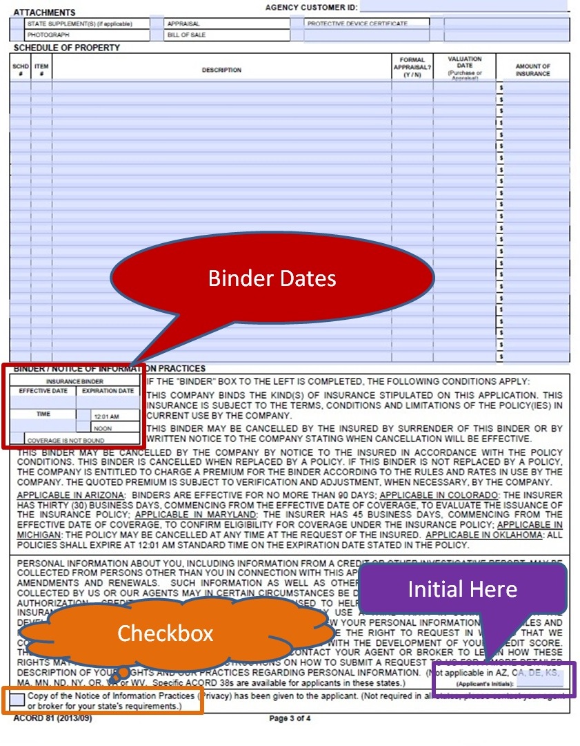 SimplyEasierACORDForms ACORD 81 Instructions for Binders