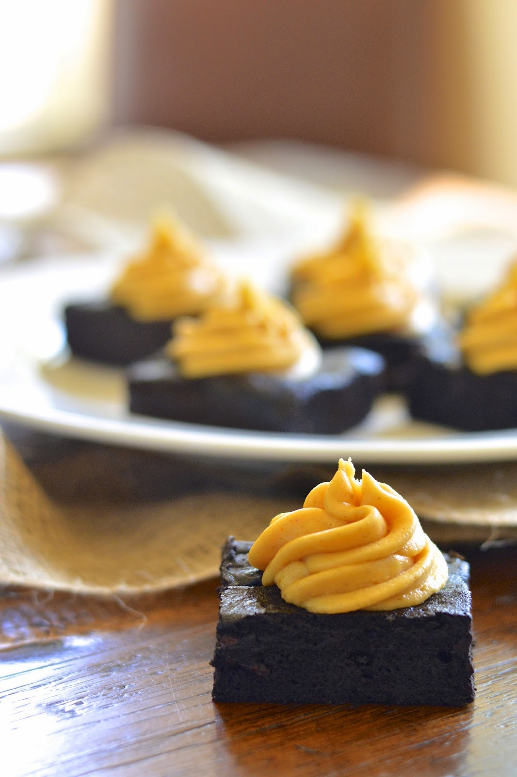 Gluten Free Dark Chocolate Brownies with Pumpkin Frosting Virtually