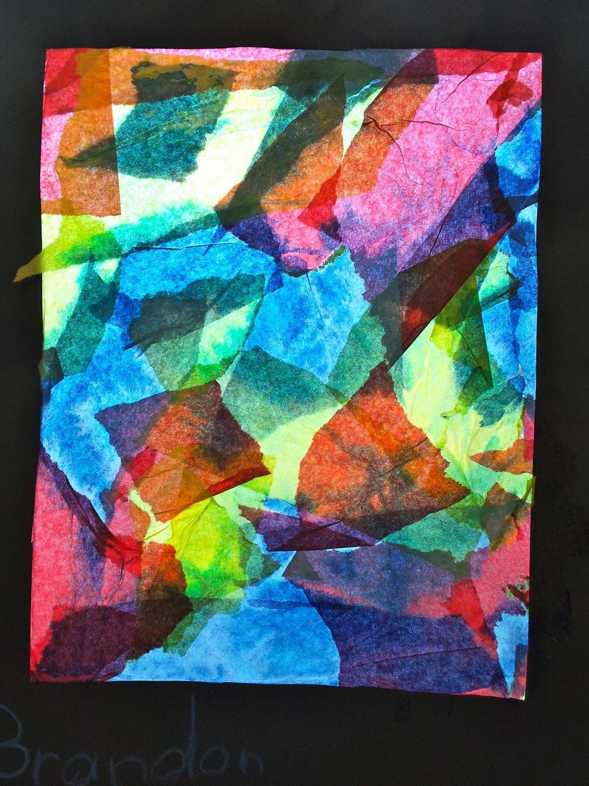 Delaunay Tissue Paper Collage (1st) Art with Mrs. Nguyen