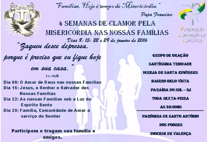 4 Semanas de Clamor pela Misericórdia nas nossas Famílias