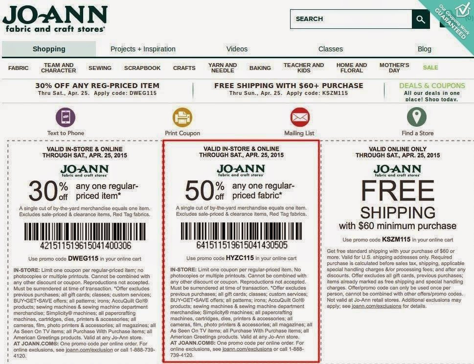 Free Printable Coupons: Joann Coupons