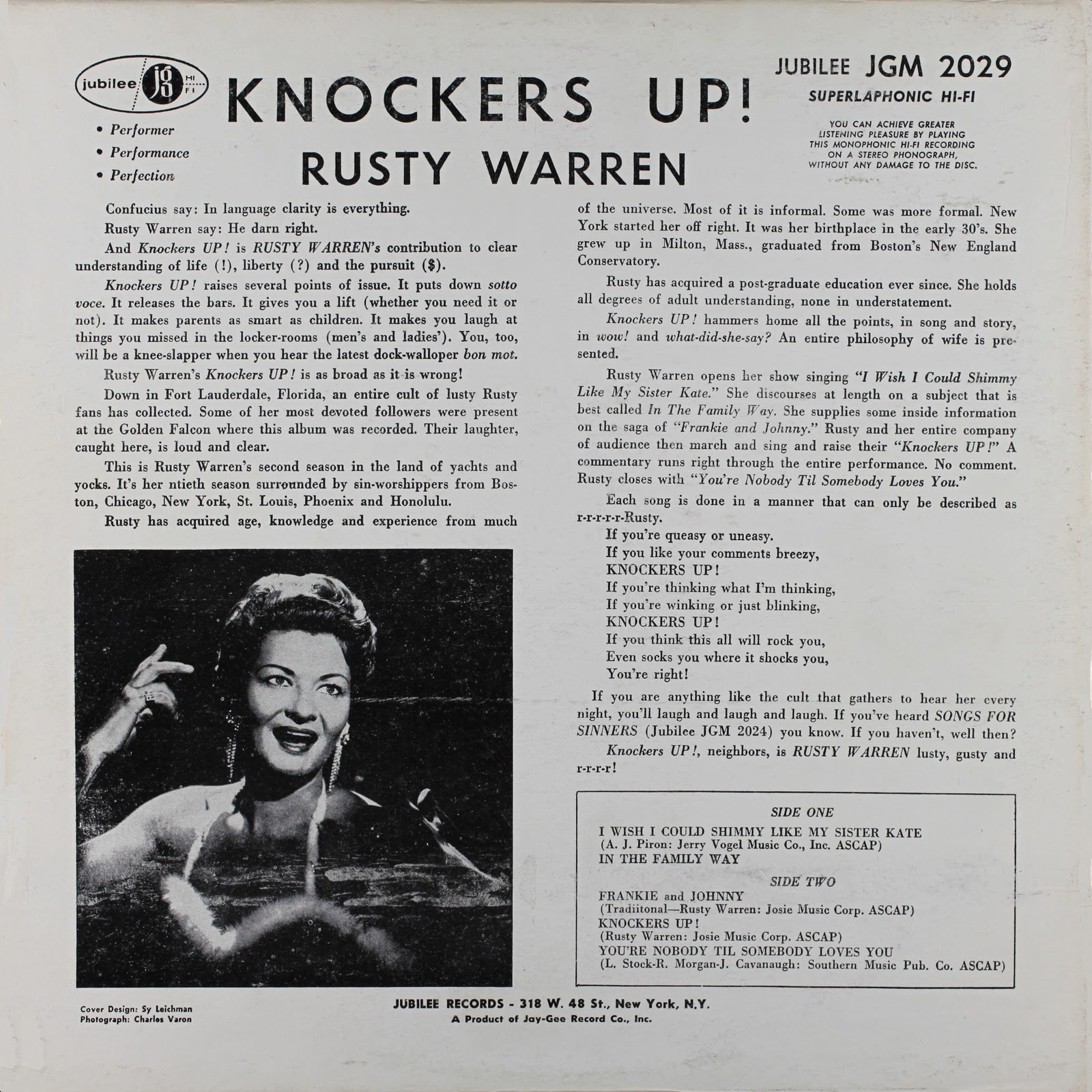 Vintage Standup Comedy Rusty Warren Knockers Up 1962