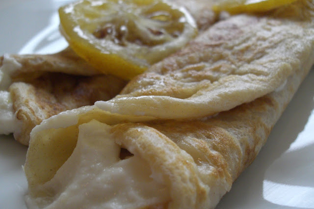Lemon Pancakes with sweetened ricotta