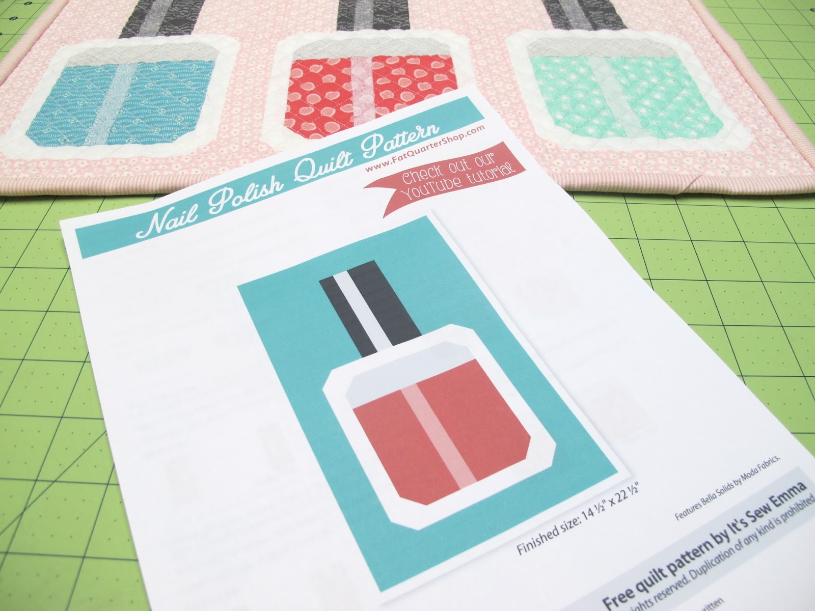 Bee In My Nail Polish Mini Quilt Free Pattern and Tutorial!!!