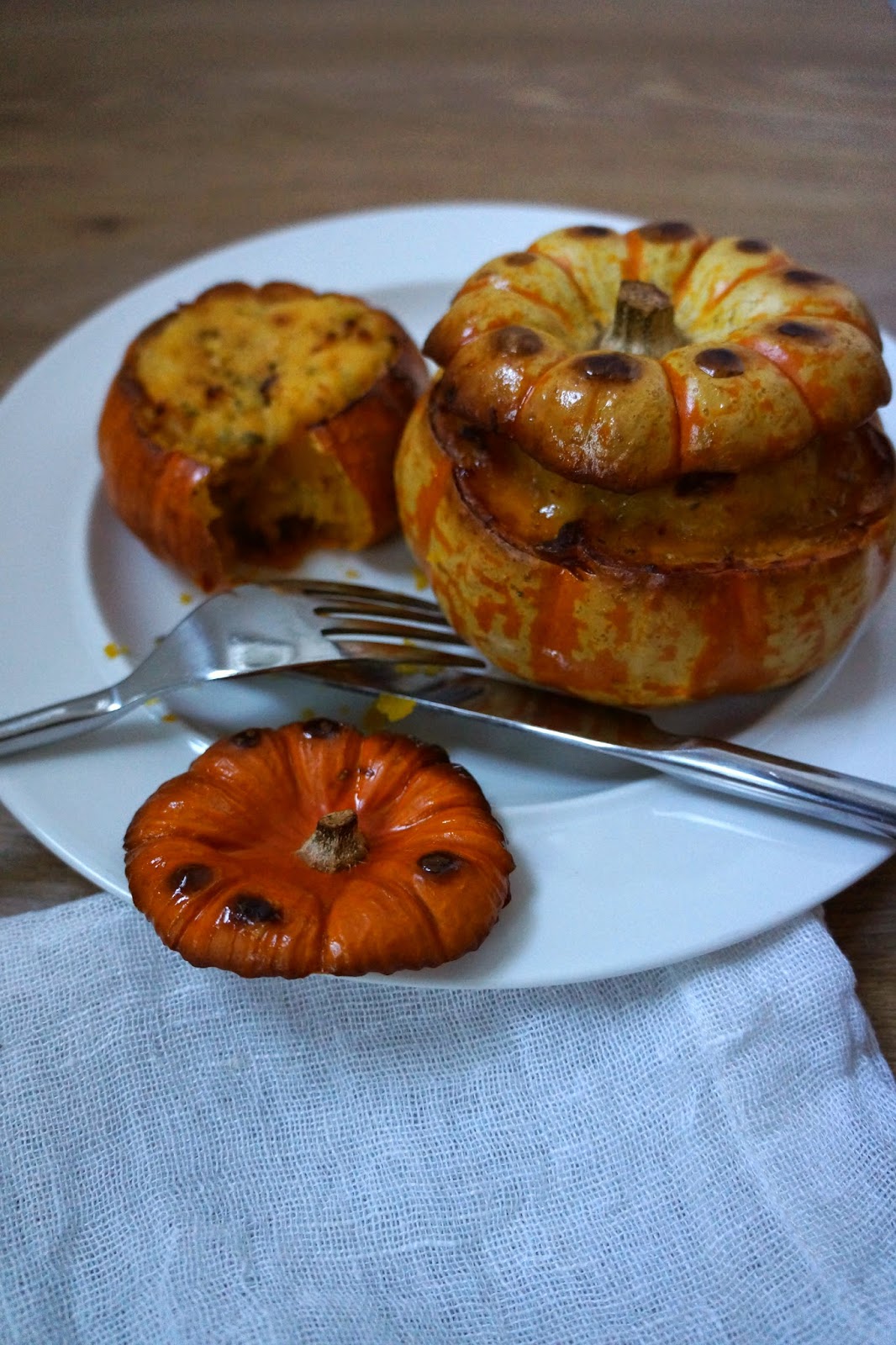 Baked stuffed pumpkin with cheddar sweet potato mash Wave to Mummy