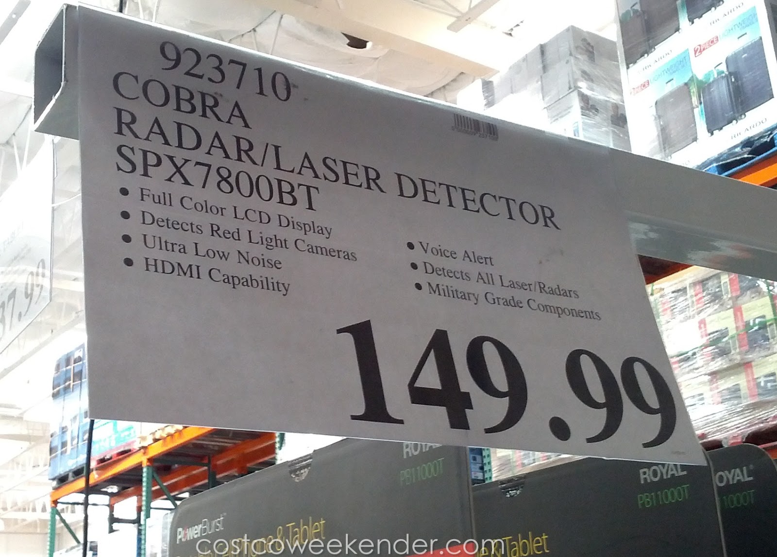 Cobra SPX7800BT Radar Laser Camera Detector Costco Weekender