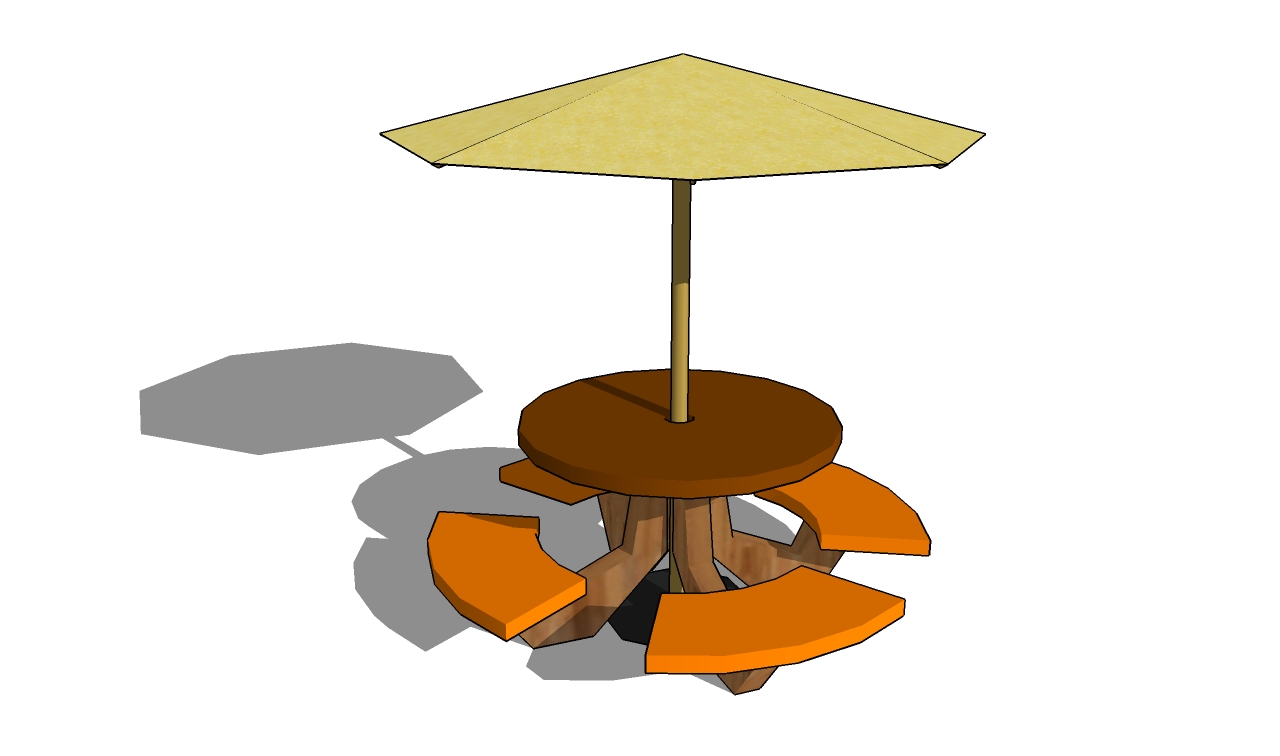 Round Picnic Table with Umbrella