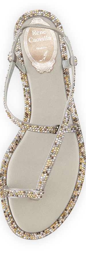 Rene Caovilla Crystal-Embellished Satin Toe-Ring Sandal