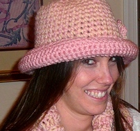  Roller Hat Pink and Cream