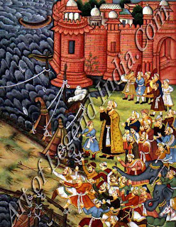 Akbar Restrains hawa'i an Enraged elephant and Spectators Akbar Restrains hawa'i an Enraged elephant and Spectators
