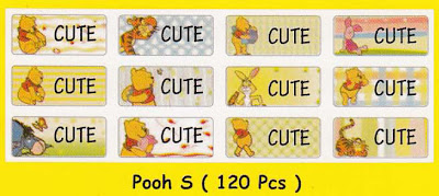Stiker label nama Winnie The Pooh (S)